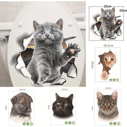 1Pc Cat Wall Stickers 3D Kitten Pattern Stickers Toilet Sticker Waterproof Home Decor Glass Window Wall Art 25*18.5cm