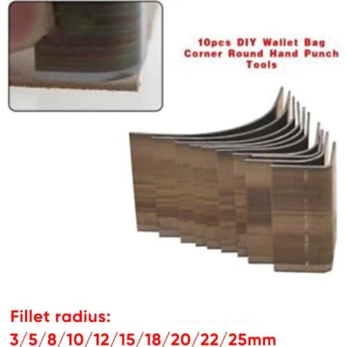 10pcs/set New Leather Craft Tools Corner Round Hand Cutter Punch Leather Handmade Craft Tools Punching Hand Belt