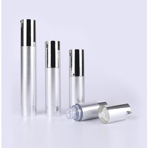 15ml silver plastic airless pump bottle for lotion emulsion serum liquid foundation whitening essence skin care cosmetic packin