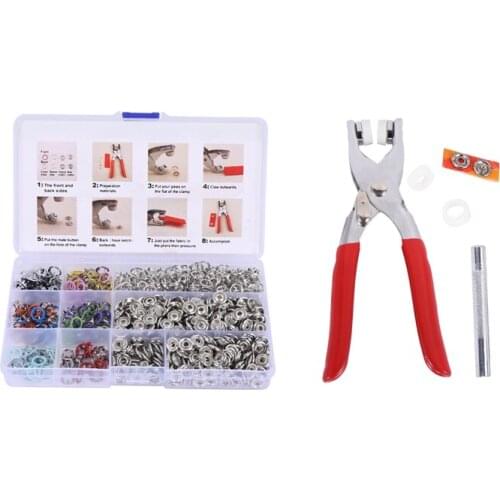 200 Sets Snap Buttons Rompers Snaps Craft Pliers Tool Prong Buckle Metal Ring Button Snaps Sewing Craft 9.5Mm, 10 Colors