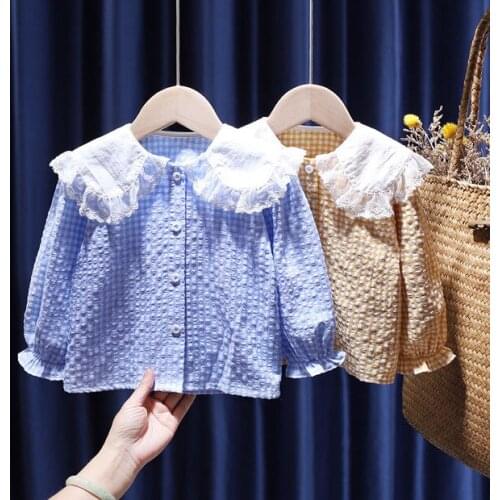 2021 Baby Girls baby Cotton soild lace full T-Shirts shirt Cute Children kids Blouse Clothes