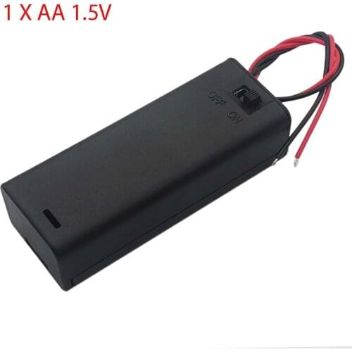 5 Pcs 1 AA 1.5V Battery Case Holder Storage Box Base Socket With Wires,Switch and Cover, Battery Holder
