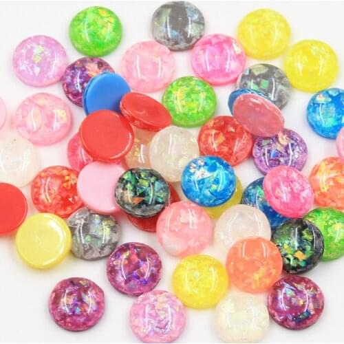 50pcs 12mm Mix Colors Base Button Bright Wafer Flat Back Resin Cabochons Cameo Fit DIY Cabochons Tray Earrings Rings Accessories