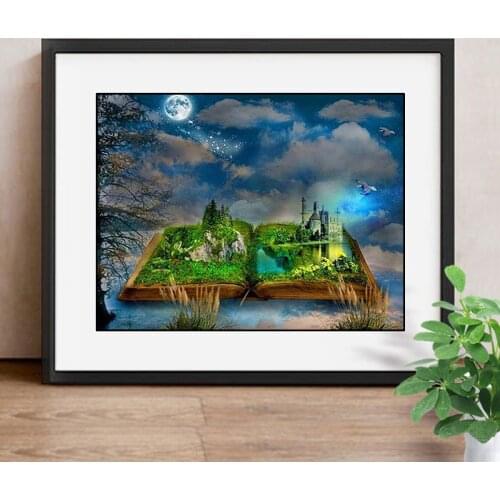 5D DIY Diamond Painting Cartoon City On Book Full Dill Square Rhinestone Diamond Embroidery Mosaic Home Decor Gift