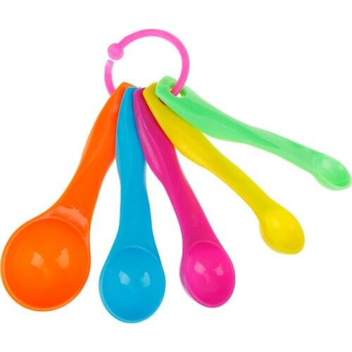 5x Plastic Measuring Spoons (1 / 2.5 / 5 / 7.5/ 15ml) Sugar Cake Baking Spoon