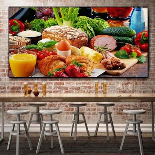 64x127cm Bread Fruits Kitchen Vegetables Canvas Painting Cuadros Restaurant Posters and Prints Wall Art Food Picture Living Room
