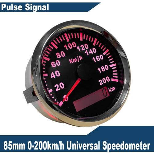 85mm 120km/h Speedometer Odometer Speedo Gauge for Car Truck Motor Auto Universal with Red Backlight 12V 24V (Pulse Signal)
