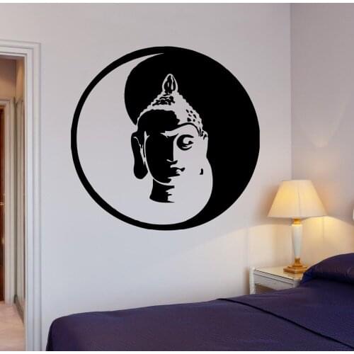 Free Shipping Wall Sticker Buddha Yin Yang Yoga Meditation Vinyl OM Decal Home Decor Wall Sticker for Living Room KW-183