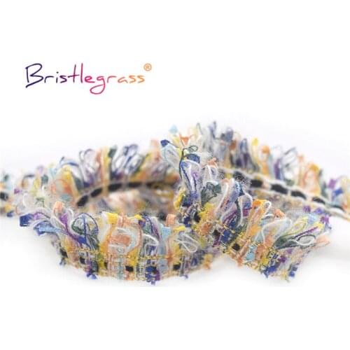 BRISTLEGRASS 1 Yard 1" 25mm Glitter Braided Crochet Lace Trims Macrame Tassel Rainbow Tweed Ribbon Pillow Dress DIY Sewing Craft