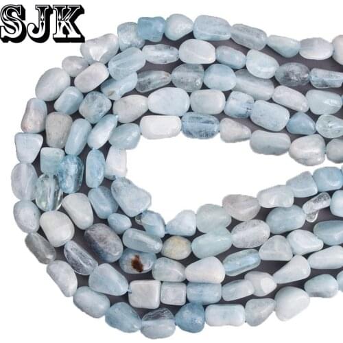 Natural Stone Irregular Shape Blue Aquamarines Gravel Beads 6-8mm 8-10mm DIY Beads For Jewelry Making Accessories