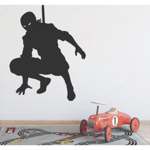 Black Vinyl Wall Decal Japan Samurai Ninja Shadow Silhouette WallArtSticker Removable Vinyl Transfer Stencil ArtWall Mural HL105