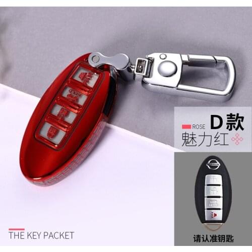 For Nissan Teana X-Trail Qashqai Livina Tiida Sunny March Murano Geniss Juke Car Keychain Holder Key Case Cover Accessories