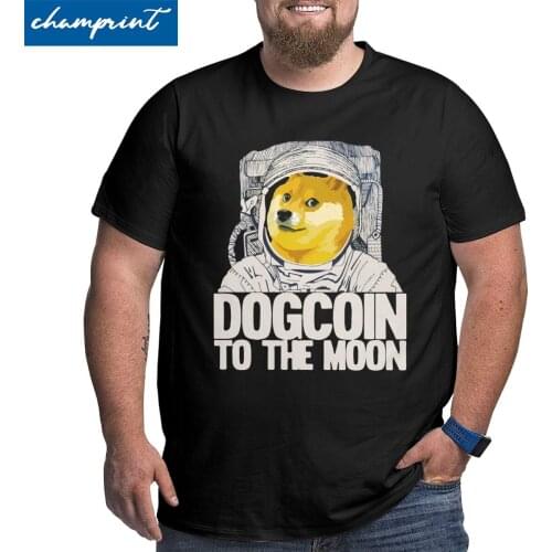 Dogecoin To The Moon Funny Meme T-Shirts Men Bitcoin Cryptocurrency Hodl T Shirts Big Tall Tee Shirt Plus Size 5XL 6XL Clothes