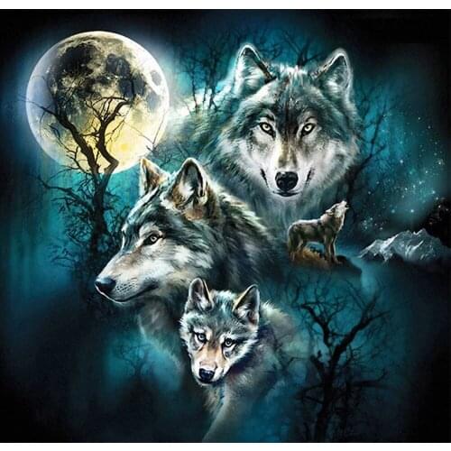 DOHAWIZS 5D DIY Diamond Painting Cartoon Animals Wolf Diamond Cross Stitch Household handmade semi-finished products Decor Gift