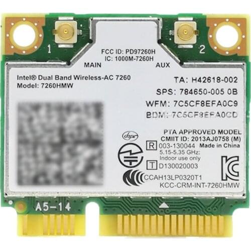 Dual Band Wireless Card For Intel 7260 7260HMW ac Mini PCI-E 2.4G/5Ghz Wlan Wifi Bluetooth 4.0 802.11ac/a/b/g/n Dropshipping