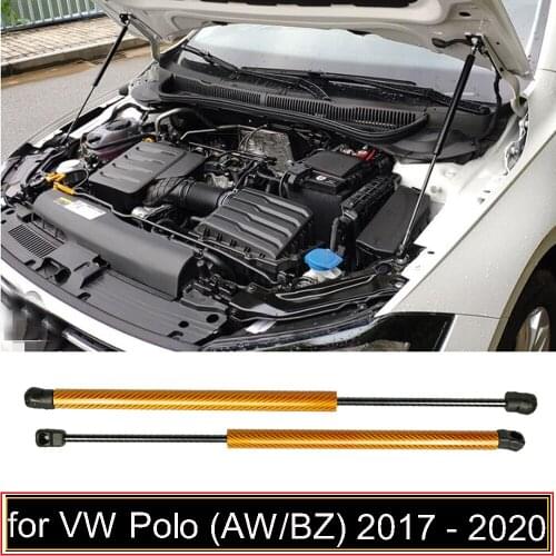 For VW Polo 2017 2018 2019 2020 Front Hood Bonnet Modify Gas Struts Carbon Fiber Lift Support Gas Springs Damper