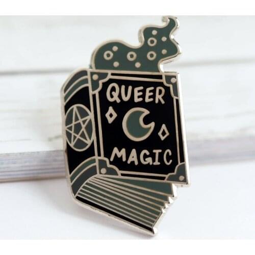 Queer Magic Spell Book Enamel Brooch Pin Backpack Hat Bag Collar Lapel Pins Badges Women Mens Fashion Jewelry Accessories