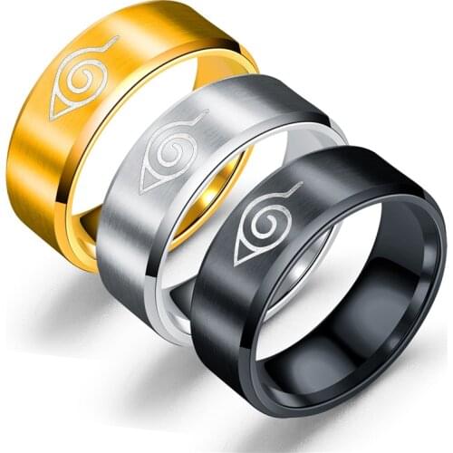 Anime Ninjia Cosplay Ring Accessories Men Women Fashion Stainless Steel Shinobi Sign Ring Colorful Ring Jewelry Prop