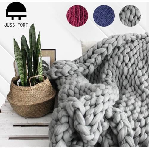 Hot Hand Knitted Chunky Blanket Thick Yarn Weighted Wool Bulky Knitting Throw Blanket Warm Winter Home Sofa Bed Throws Blankets