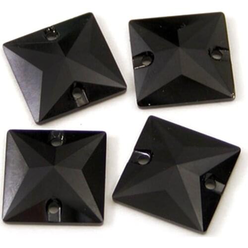 YANRUO 3240 Square Jet 10mm 16mm 22mm Sew on Rhinestones Crystals Sewing Flatback Black Rhinestone Crystal Stones Sewn Clothes