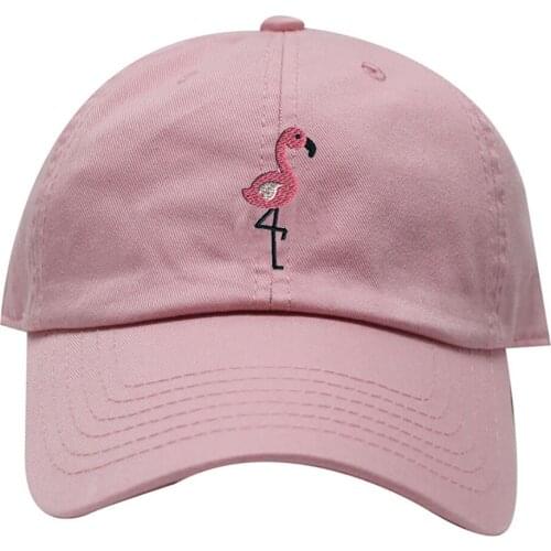 Lovely Mini Flamingo Baseball Cap Summer Embroidery Baby Pink Female Cotton Snapback Hat for Girls