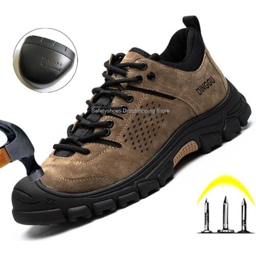 2021 New Men Work Shoes Steel Toe Breathable Rubber Anti-Smash Construction Work Safety Boots Industrial Security Man Boots