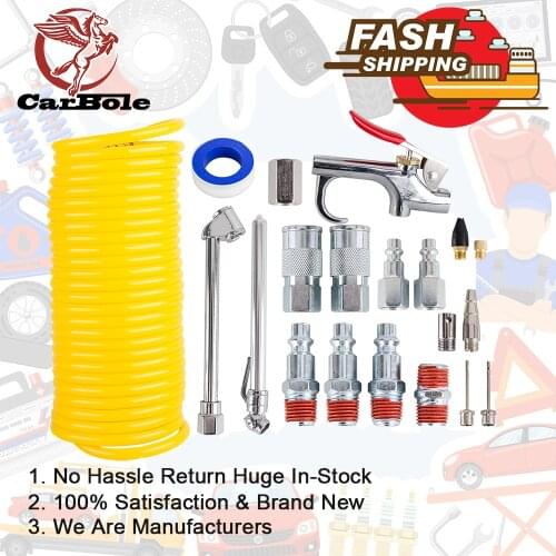 20Pcs Air Compressor Accessory Kit Tool 25FT Recoil Hose Gun Tire Nozzles Set