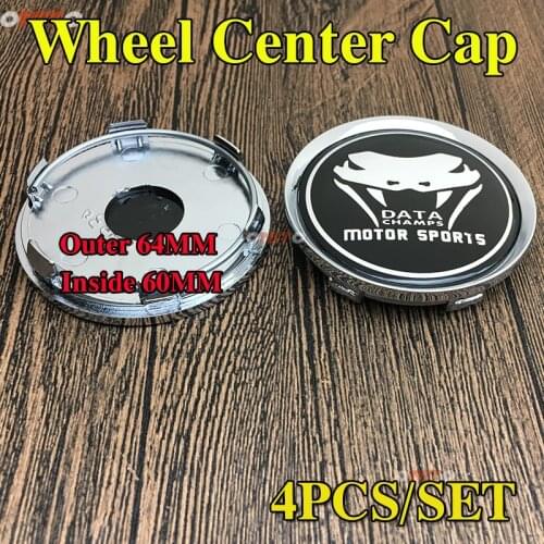 Hot 4PCS/SET DATA MOTOR SPORTS logo Decal Sticker Chrome 64mm Wheel Center Cap Cover Rim Wheel Hubcap For Universal Car Styling