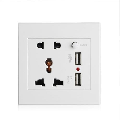 2.1A Dual USB Wall Socket Charger AC/DC Power Adapter Plug Outlet Panel wIth Switch Aug