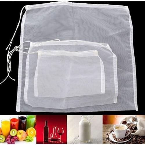 1pc Food Grade Nylon Filter Bag Nut Milk Tea Fruit Coffee Wine Mesh Net Sieve Strainer Reusable Kitchen Filter Fabric Bags
