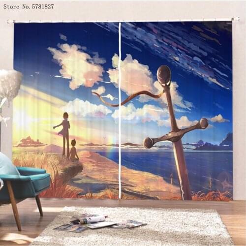 5 Centimeters Per Second Window Curtains 3D Print Cartoon Anime Window Drapes For Living Room Window Treatments Decoration