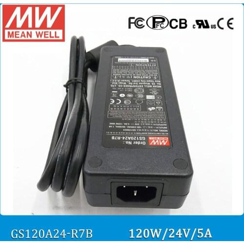 Original Meanwell GST120A24-R7B 3 pole industrial desktop adaptor 24V 5A 120W level V power supply with PFC