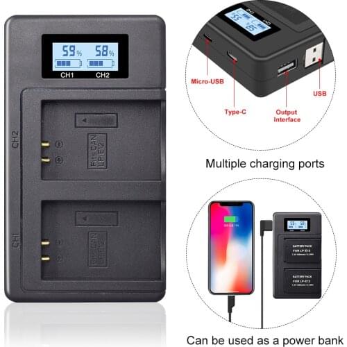 PALO LP-E12 LPE12 LP E12 LCD USB Dual digital camera battery Charger for Canon M 100D Kiss X7 Rebel SL1 EOS M10 EOS M50 DSLR