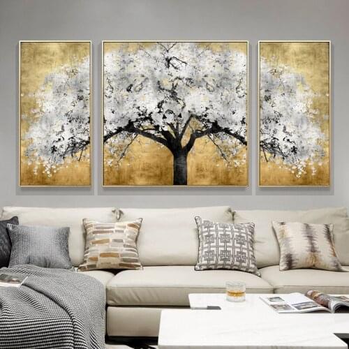 Modern Abstract Tripartite Posters Pachira Macrocarpa Wall Art Pictures Canvas Painting for porch Living room BedroonDecoration