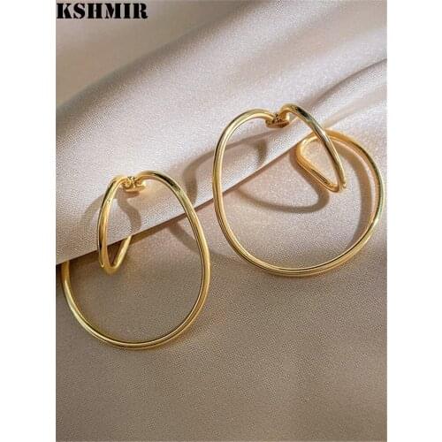 Kshmir New style clip no hole female line ear bone retro ear hanging earrings Metallic gold earrings 2020