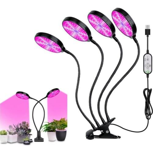 4 head LED Grow Light DC 5V USB Timer plant flower Red Blue light Phytolamps 15W 60W Desktop Clip Phyto Lamps Flowers Grow Box