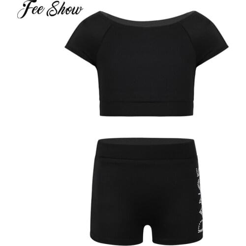 Girls Tankini Tank Top + Letters Printed Bottoms Outfits Ballet Dancer Girls Fitness Gymnastics Leotard Costumes Dancewear Sets