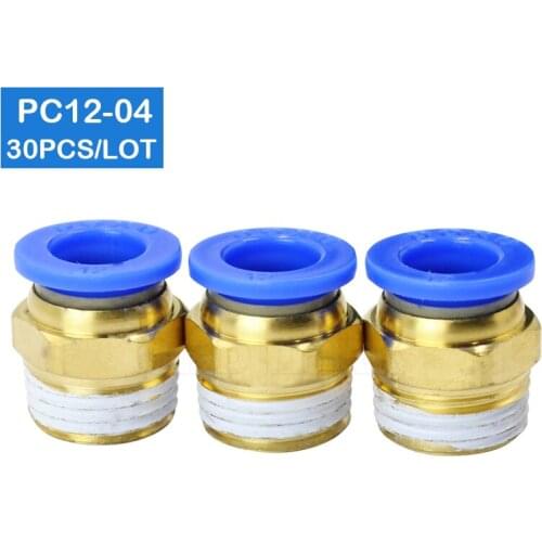 HIGH QUALITY BSPT PC12-04, 30pcs a lot 12mm to 1/2' Pneumatic Connectors male straight one-touch fittings