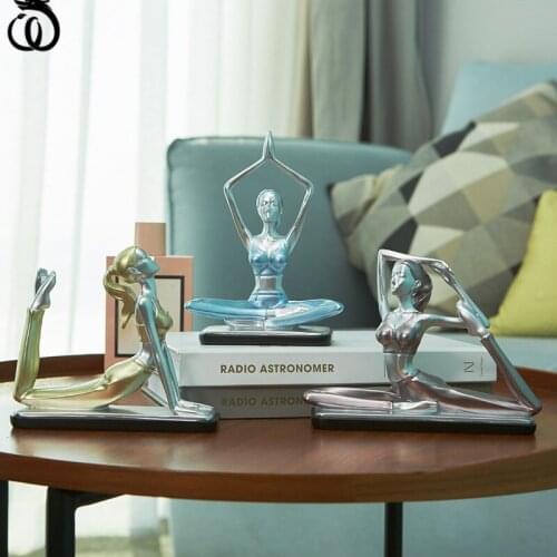 WU CHEN LONG 3 Pcs/Set Modern Ideas Yoga Girl Art Sculpture Figure Statue Resin Craft Yoga Studio Home Decorations Gift R6453