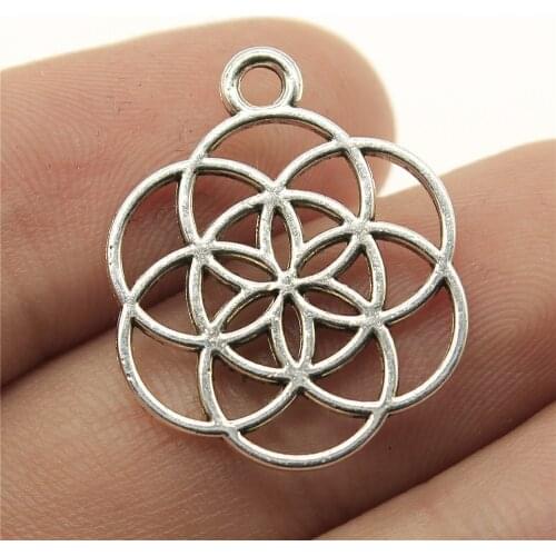 WYSIWYG 10pcs 25x20mm Small Flower Charms For Jewelry Making Hollow Flower Of Life Charms Flower Of Life Charm