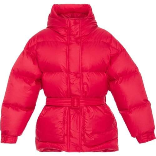 2020 Winter New Fashion Street Designer Brand Womens 90% Duck Down Jacket Pretty Girls Outerwear Coat With Belt