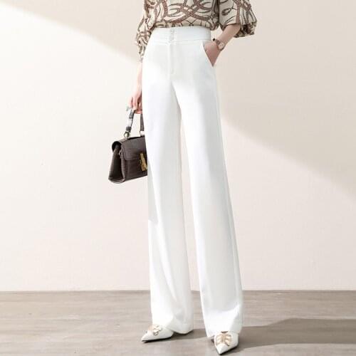 Womens High Waist Straight Pants 2020 New Autumn Solid Color Women Drape Pants Office Lady All Match Trousers