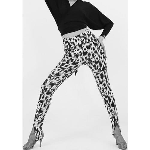 Autumn High Waist Women Ballroom Practice Dance Costume Sexy Performance Girls Modern Leopard Latin Dance Trousers L2125