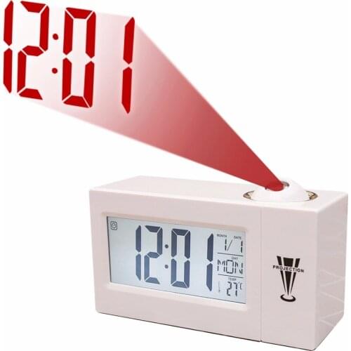 LCD Digital Snooze Voice Talking Projection Wall Backlight Alarm Clock Bell