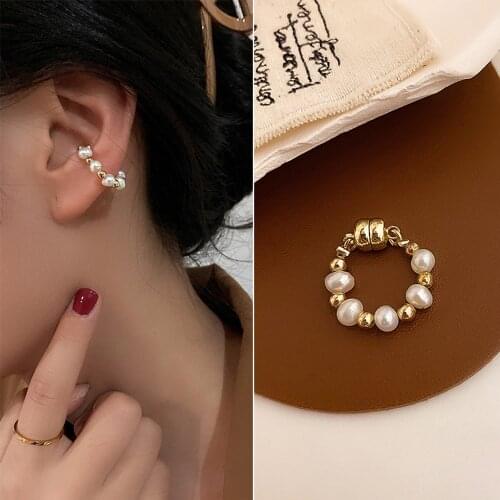 1Pcs Vintage Pearl Chain Magnet Ear Bone Clip No Piercings Earring for Women Girls Party Jewelry Gift