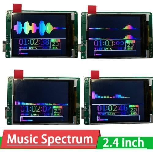 2.4 inch LED Music Spectrum rhythm Voice control Display Analyzer Audio stereo Level Indicator VU METER for Amplifier car AUX