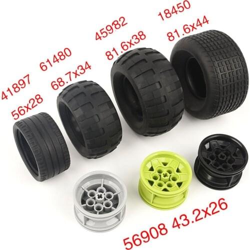 2pcs High-tech building blocks 56908 Wheel 41897 61480 45928 18450 tire MOC accessories childrens education assembly car parts