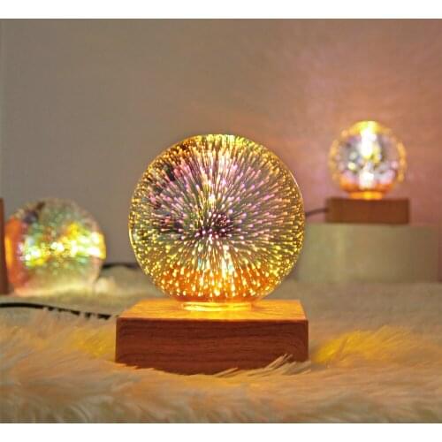 3D Firework Crystal Night Light USB Power Glass Ball Starry Sky 4W Magic Projection Lamp Colorful Christmas Gift