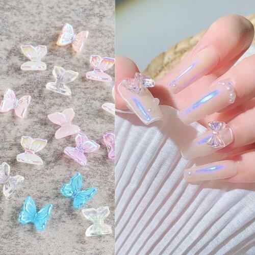 3d Resin Butterfly Glitter Ab Nail Art Decorations Summer Home Fashion Nail Polish Ornament Manicure Decals Accessories
