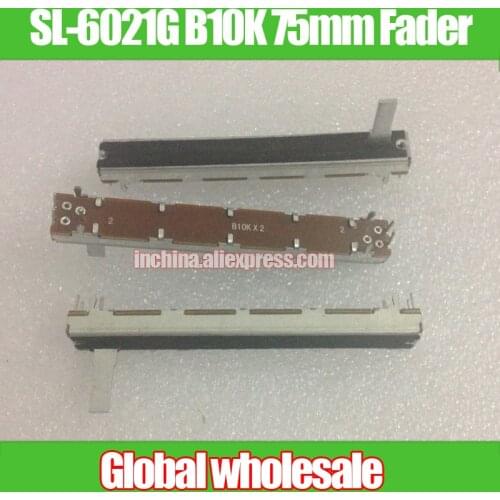 7pcs SL-6021G B10K 75mm Straight Slide Potentiometer / Shank Length 15MMC Dual Channel Mixer Fader B10Kx2 variable resistors